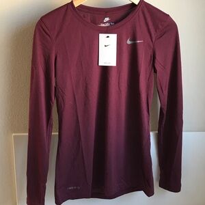 Nike Women's Burgundy Long Sleeve Tee